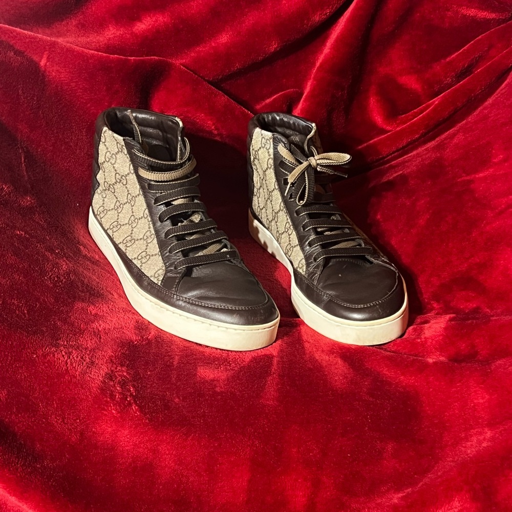 Gucci Black and Brown Monogram High-Tops